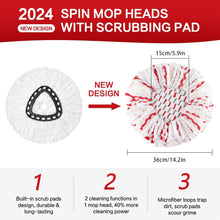 Load image into Gallery viewer, 3 Pack Spin Mop Heads with Scrub Pads for O-Cedar EasyWring 1 Tank System.