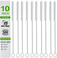 Straw Cleaner Brush Set, 10 Pieces 10 Inch Stainless Steel Handle Straw Brush Set, Extra Long Straw Brush for Tumbler, Sippy Cup, Water Bottle and Tubes