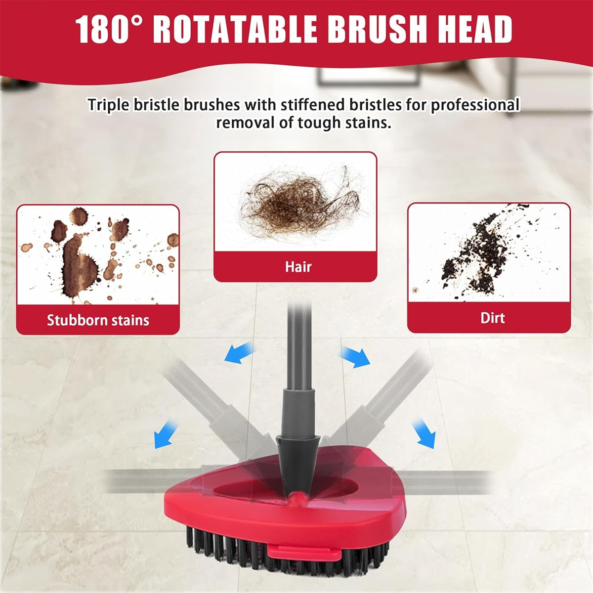 2 PC Scrub Brush Replacement Head for O Cedar EasyWring Spin Mop 1 Tank System, Spin Mop Replace Head Base, Shower Floor Scrubber, Hard Bristle Cleaning Brush for Bathroom Kitchen Wall Tile