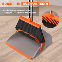 Load image into Gallery viewer, Upgraded Broom and Dustpan Set, 52&quot; Long Handle Standing Combo with Self-Cleaning Teeth – Perfect for Pet Hair, Kitchen, Office, Home, Indoor &amp; Outdoor Cleaning.
