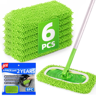 6PCS Reusable Microfiber Mop Pads Compatible with Swiffer Sweeper